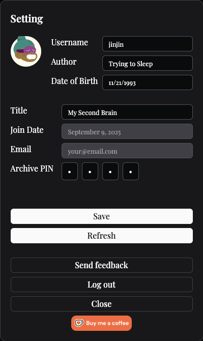 Journal setting